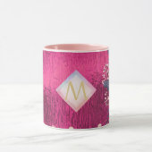 Monogram Metaal Roze Goud Navy Glitters Meisjesach Mok (Midden)
