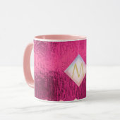 Monogram Metaal Roze Goud Navy Glitters Meisjesach Mok (Voorkant links)