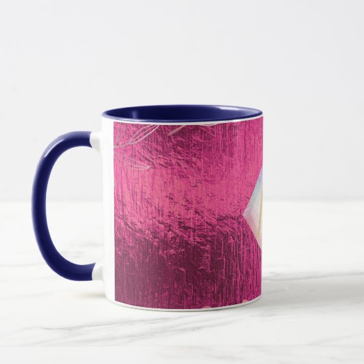 Monogram Metaal Roze Goud Navy Glitters Meisjesach Mok (Links)