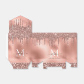 Monogram Metaal Roze Goud Roze Glitter Druppels Bedankdoosjes (Uitgevouwen)