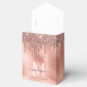 Monogram Metaal Roze Goud Roze Glitter Druppels Bedankdoosjes (Geopend)