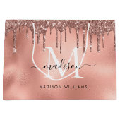 Monogram Metaal Roze Goud Roze Glitterslijpsels Groot Cadeauzakje (Voorkant)