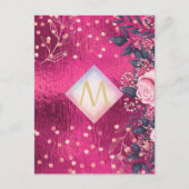 Monogram Metaal Roze Roségoud Marine Glitter Meisj Briefkaart (Voorkant)