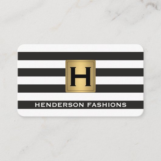 Monogram metaal / strepen visitekaartje (Voorkant)