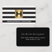 Monogram metaal / strepen visitekaartje (Voorkant / Achterkant)