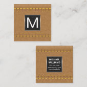 Monogram metaal Trim | Dubbel gelabeld tin-leder Vierkante Visitekaartje (Voorkant / Achterkant)