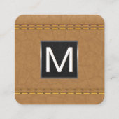 Monogram metaal Trim | Dubbel gelabeld tin-leder Vierkante Visitekaartje (Voorkant)