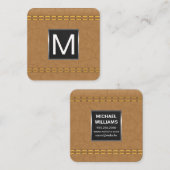 Monogram metaal Trim | Dubbel gelabeld tin-leder Vierkante Visitekaartje (Voorkant / Achterkant)