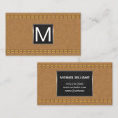 Monogram metaal Trim | Dubbel gelabeld tin-leder Visitekaartje (Voorkant / Achterkant)