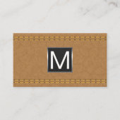 Monogram metaal Trim | Dubbel gelabeld tin-leder Visitekaartje (Voorkant)