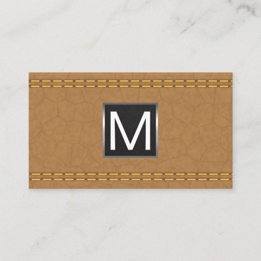 Monogram metaal Trim | Dubbel gelabeld tin-leder Visitekaartje (Voorkant)