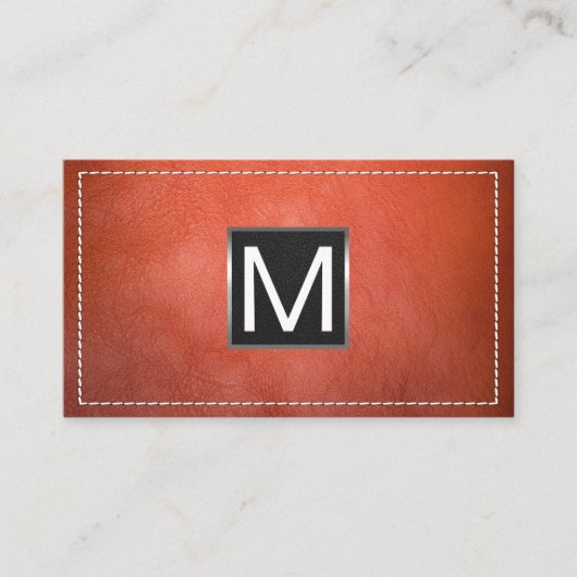 Monogram metaal Trim | Gesitteerd leder Visitekaartje (Voorkant)