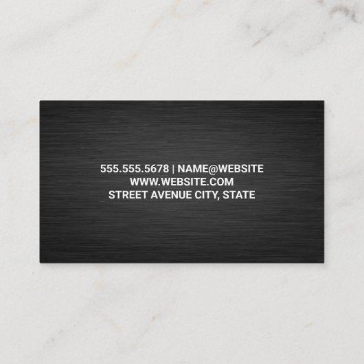 Monogram | Metaal vierkant | Zwarte textuur Visitekaartje (Achterkant)