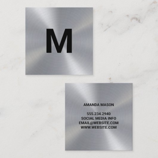 Monogram | Metaal Vierkante Visitekaartje (Voorkant / Achterkant)