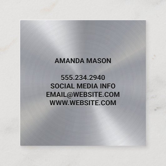 Monogram | Metaal Vierkante Visitekaartje (Achterkant)