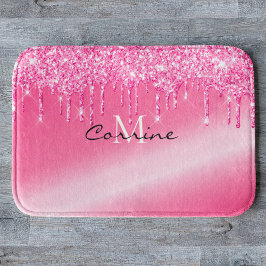 Monogram metaal warmroze druppelaar glitter (tapij badmat
