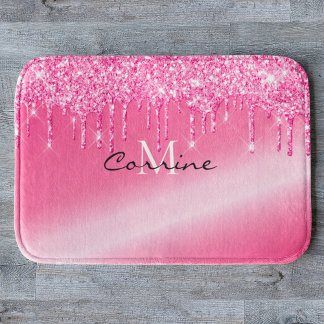 Monogram metaal warmroze druppelaar glitter (tapij badmat