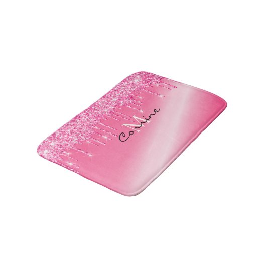Monogram metaal warmroze druppelaar glitter (tapij badmat (Gekanteld)