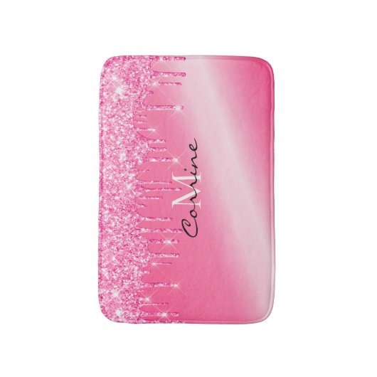 Monogram metaal warmroze druppelaar glitter (tapij badmat (Voorkant Verticaal)