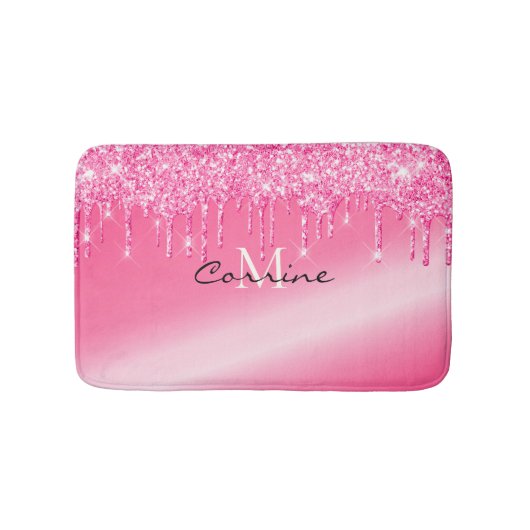 Monogram metaal warmroze druppelaar glitter (tapij badmat (Voorkant)