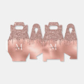 Monogram Metaalachtig Roos Gold Roze Glitter Drive Bedankdoosjes (Uitgevouwen)
