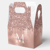 Monogram Metaalachtig Roos Gold Roze Glitter Drive Bedankdoosjes (Geopend)