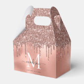 Monogram Metaalachtig Roos Gold Roze Glitter Drive Bedankdoosjes (Voorkant Zijde)