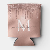 Monogram Metaalachtig Roos Gold Roze Glitter Drive Blikjeskoeler (Voorkant)