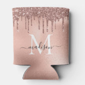 Monogram Metaalachtig Roos Gold Roze Glitter Drive Blikjeskoeler (Achterkant)