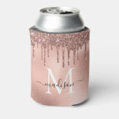 Monogram Metaalachtig Roos Gold Roze Glitter Drive Blikjeskoeler (Blikje Achterkant)