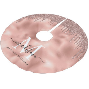 Monogram Metaalachtig Roos Gold Roze Glitter Drive Kerstboom Rok