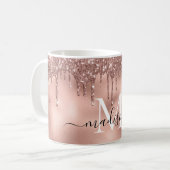 Monogram Metaalachtig Roos Gold Roze Glitter Drive Koffiemok (Voorkant links)