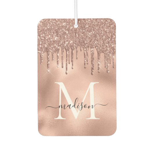 Monogram Metaalachtig Roos Gold Roze Glitter Drive Luchtverfrisser (Voorkant)