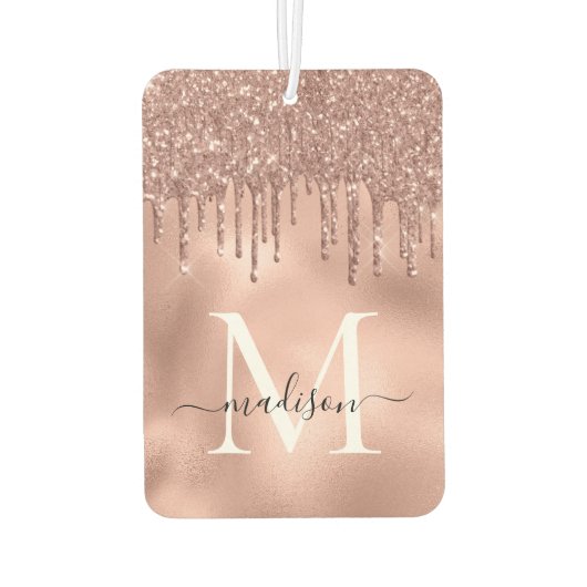 Monogram Metaalachtig Roos Gold Roze Glitter Drive Luchtverfrisser (Achterkant)