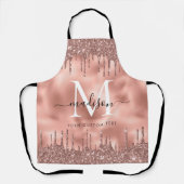 Monogram Metaalachtig Roos Gold Roze Glitter Drive Schort (Voorkant)