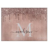 Monogram Metaalachtig Roos Gold Roze Glitter Drive Snijplank (Voorkant)