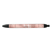 Monogram Metaalachtig Roos Gold Roze Glitter Drive Zwarte Inkt Pen (Voorkant)