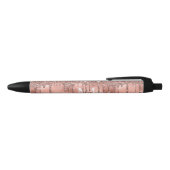 Monogram Metaalachtig Roos Gold Roze Glitter Drive Zwarte Inkt Pen (Bovenkant)