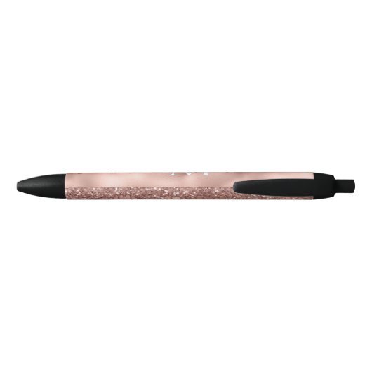 Monogram Metaalachtig Roos Gold Roze Glitter Drive Zwarte Inkt Pen (Achterkant)