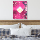 Monogram Metaalachtig Roze Roségoud Marine Glitter Canvas Afdruk (Insitu (Slaapkamer))