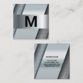 Monogram | Metaalgeperforeerde achtergrond Vierkante Visitekaartje (Voorkant / Achterkant)