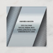 Monogram | Metaalgeperforeerde achtergrond Vierkante Visitekaartje (Achterkant)