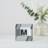 Monogram | Metaalgeperforeerde achtergrond Vierkante Visitekaartje (Staand voorkant)