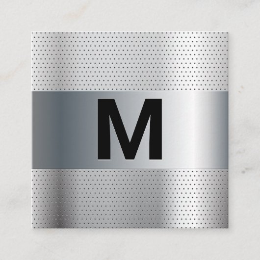 Monogram | Metaalgeperforeerde achtergrond Vierkante Visitekaartje (Voorkant)