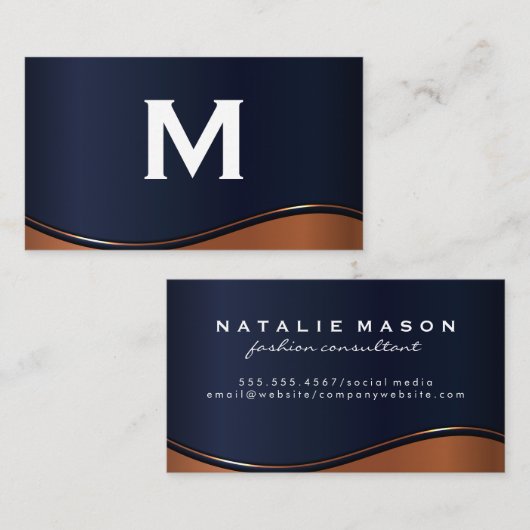 Monogram | Metaalgolf Visitekaartje (Voorkant / Achterkant)