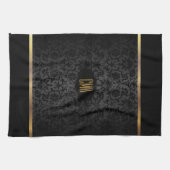 Monogram Metaalgoud en Floral Damask Pattern Theedoek (Horizontaal)