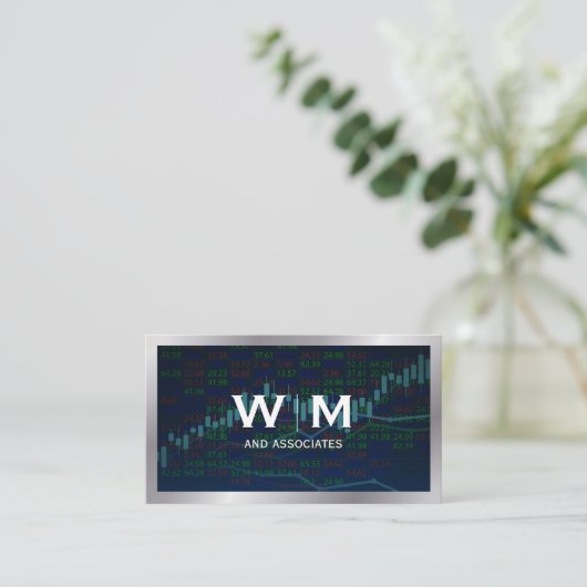 Monogram | Metaalgrens | Financieel schema Visitekaartje (Staand voorkant)