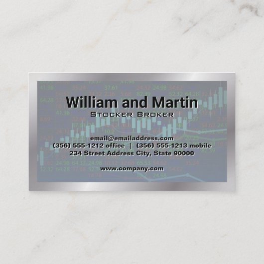 Monogram | Metaalgrens | Financieel schema Visitekaartje (Achterkant)