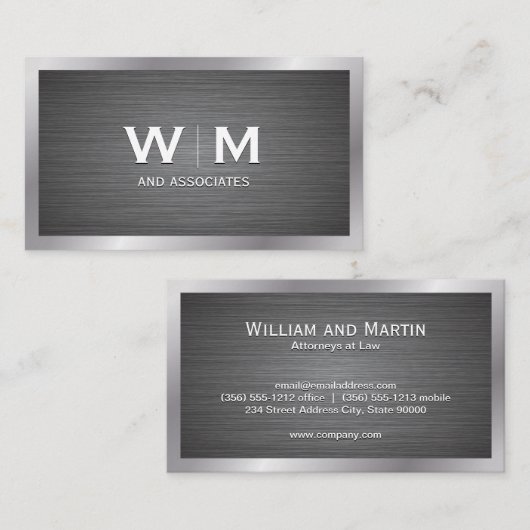 Monogram | Metaalgrens Visitekaartje (Voorkant / Achterkant)