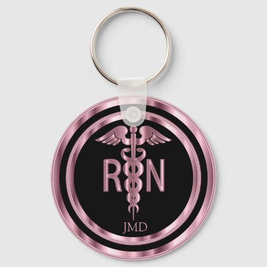 Monogram Metaalroze voor geregistreerde verpleegst Sleutelhanger (Voorkant)